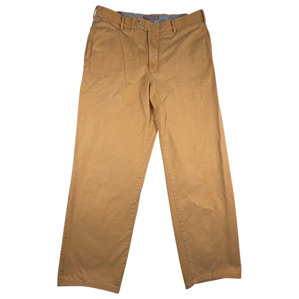 Peter Millar Mens Pima Cotton Chino Pants Yellow Tan Size 33x30 Straight Leg